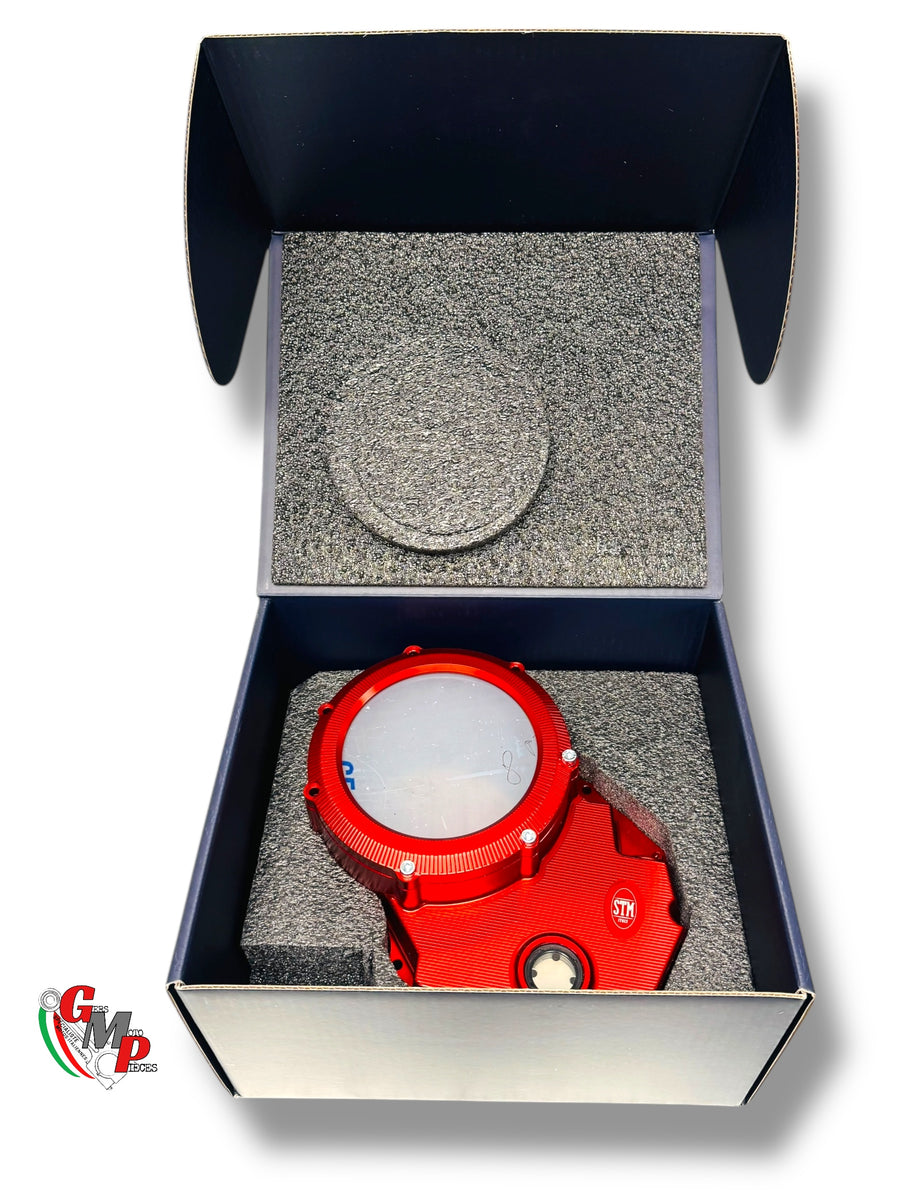 STM Transparent Red Billet Clutch Cover NEW - Ducati