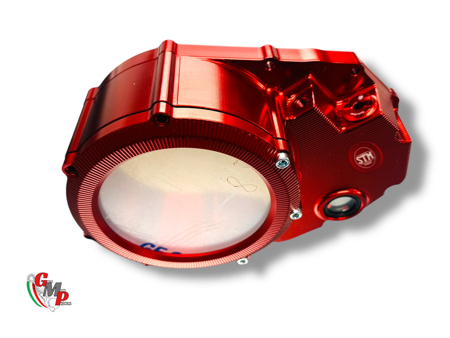 STM Transparent Red Billet Clutch Cover NEW - Ducati