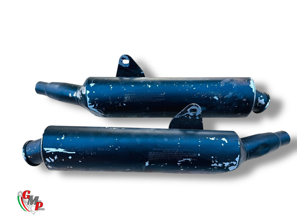 Pair of Original Exhausts Painted Black - Ducati Monster 400 600 620 695 750 800 900 1000 final horn
