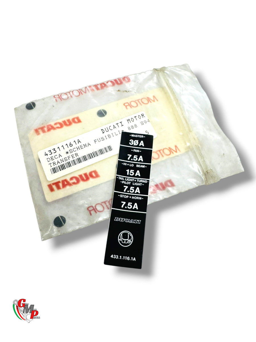 NEW Fuse Diagram Sticker - Ducati