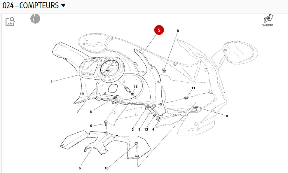 Front Bubble Plate Speedometer Surround - Ducati