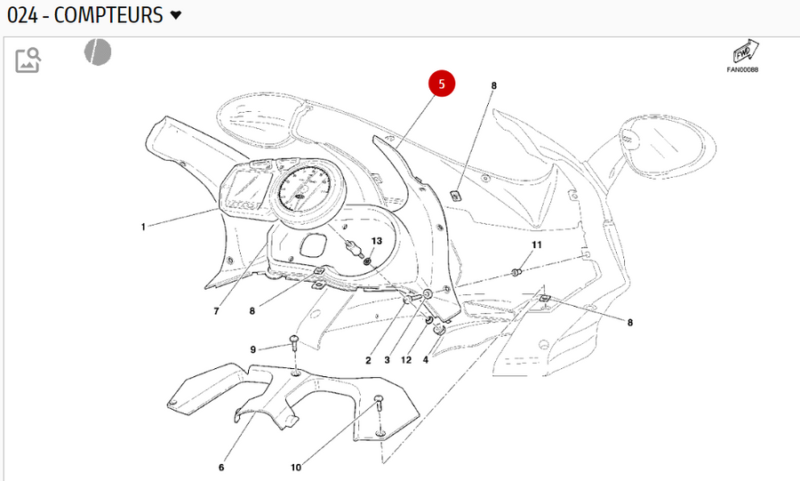 Front Bubble Plate Speedometer Surround - Ducati