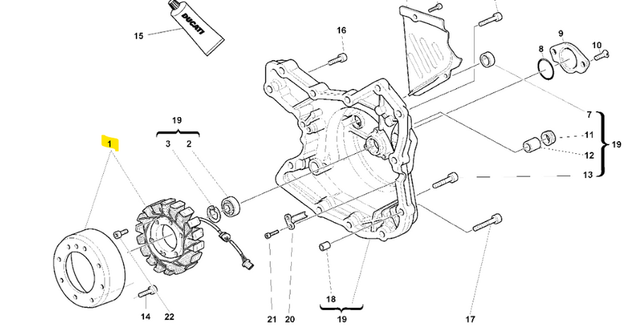 Complete Alternator with Rotor and Stator - Ducati