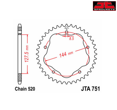 JT SPROCKETS Standard Steel 520 Rear Sprocket NEW - Ducati