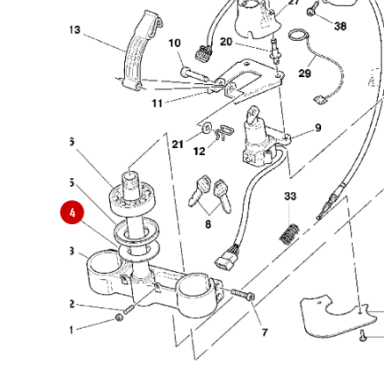 Bottom washer steering column bearing NEW - Ducati