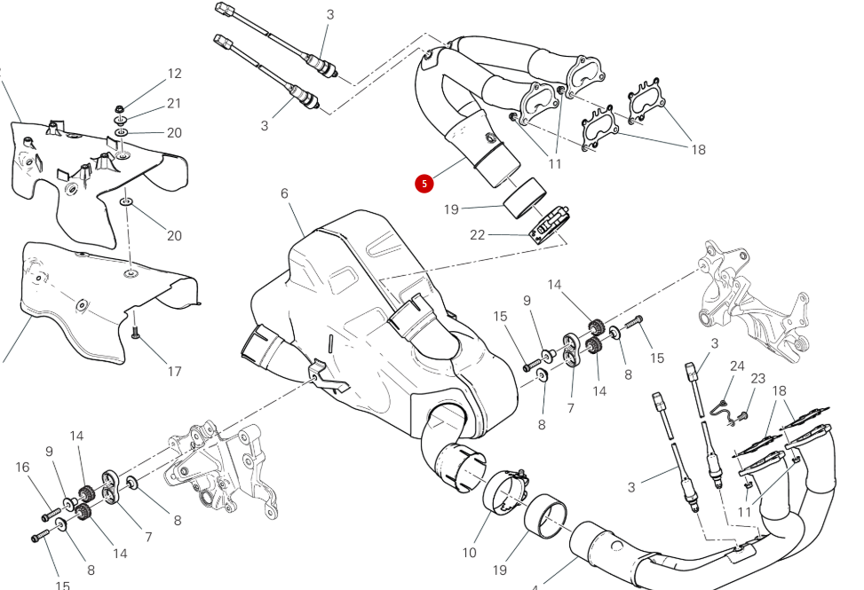 Collecteur échappement vertical - Ducati