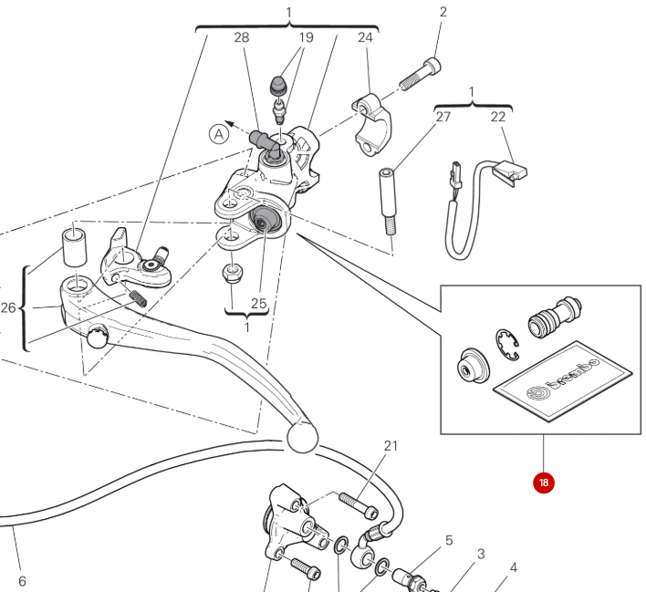 BREMBO piston kit for NEW Ducati clutch master cylinder