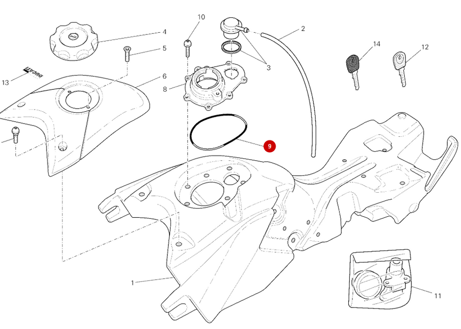 Fuel flap O-ring NEW - Ducati
