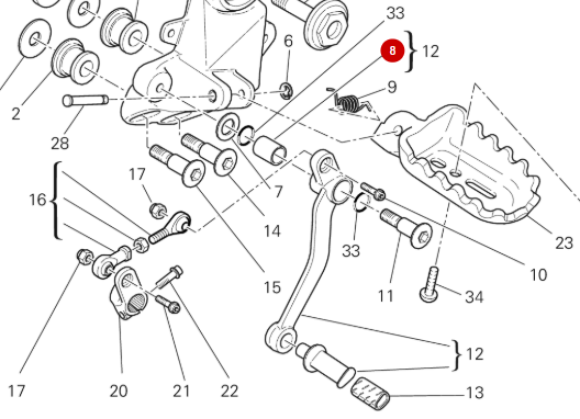 Selector/brake bush NEW - Ducati