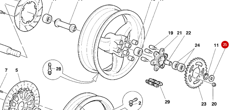 Entretoise roue arrière NEUVE - Ducati