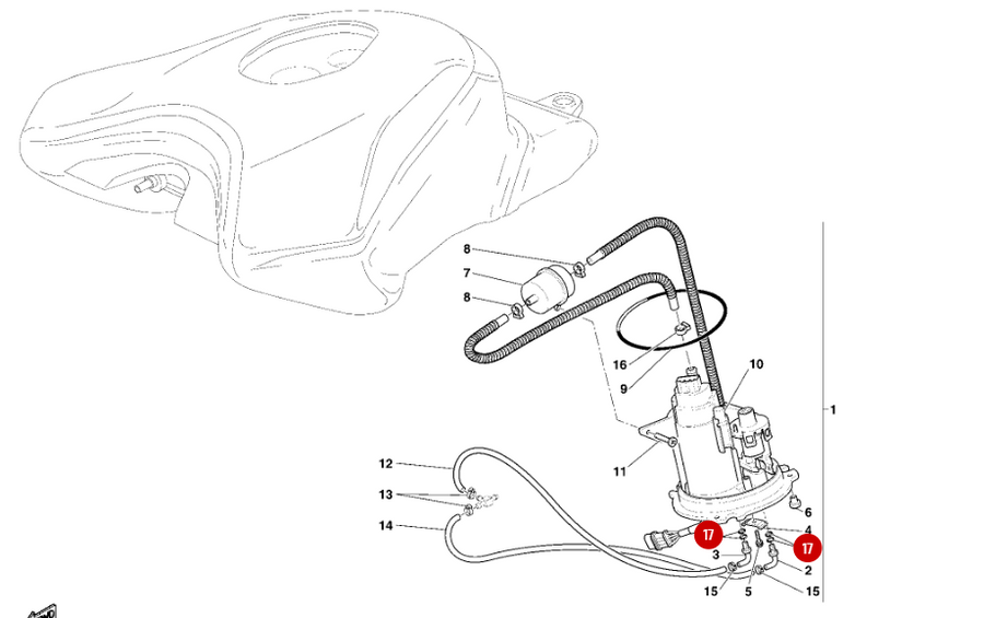 Fuel Pump O-Ring 13.5-9.5X2 NEW - Ducati