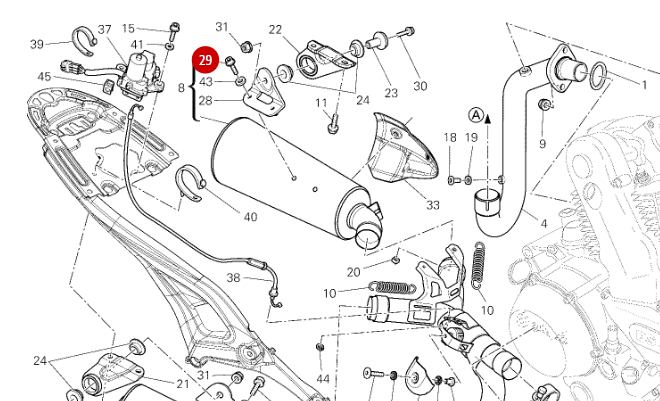 Vis Tceif M8X20 Exhaust Support Bracket NEW - Ducati