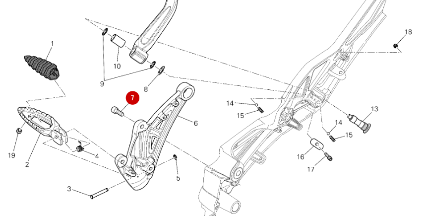 Screw Tcei M8X22 8,8 Platinum Footrest NEW - Ducati