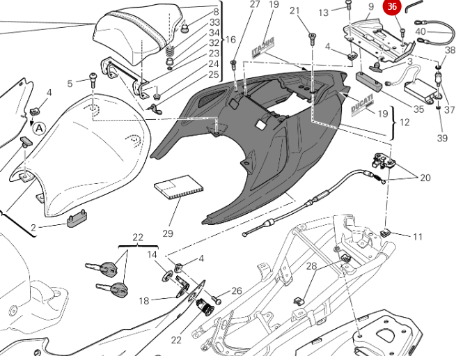 Vis Tbei M5X8 Cache batterie NEUVE - Ducati