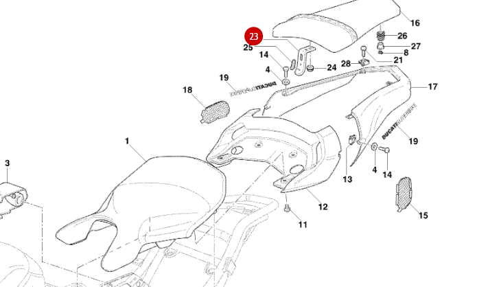 Crochet Selle Passager NEUF - Ducati
