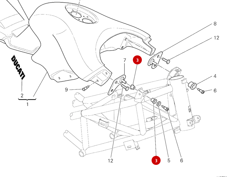 Front Right Rubber NEW - Ducati