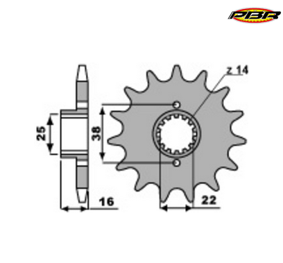 Sprocket output shaft 525 pitch NEW - Ducati