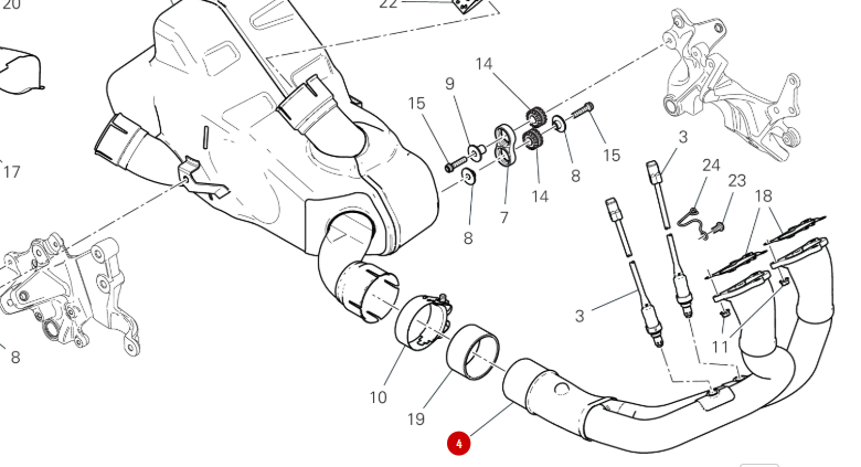 Collecteur échappement  horizontal - Ducati