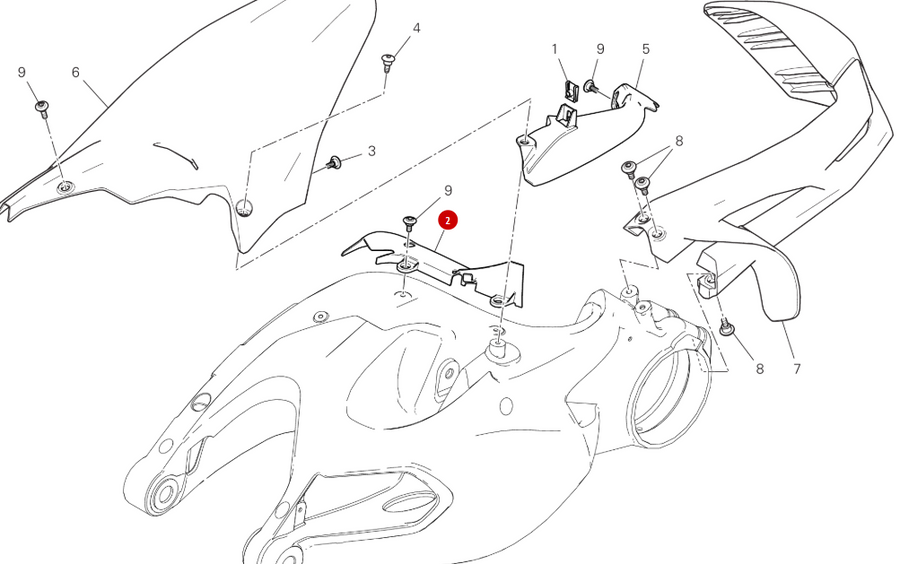 Hose routing on single-sided swingarm - Ducati