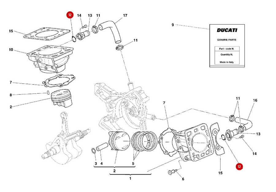 O-ring cylinder fitting NEW - Ducati