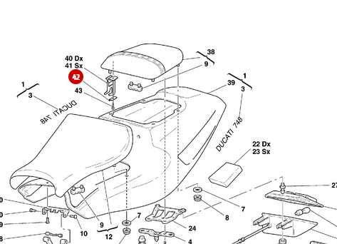Plaquette Fixation Crochet Selle Passager NEUVE - Ducati