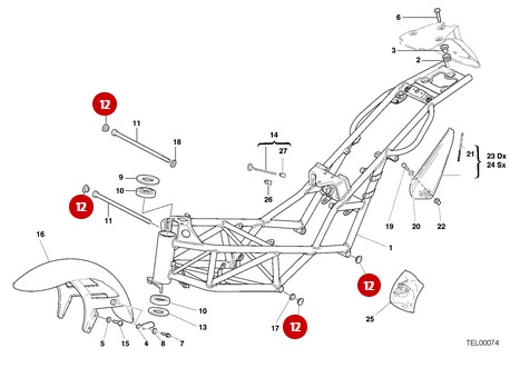 Frame Plug 24 mm NEW - Ducati
