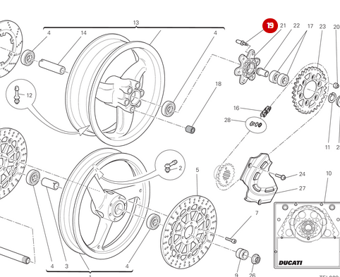 Pivot Porte Couronne Bichromaté NEUF - Ducati