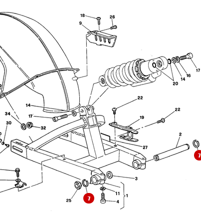 Circlip for swingarm spindle NEW - Ducati