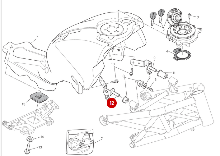 Right Reservoir Support NEW - Ducati