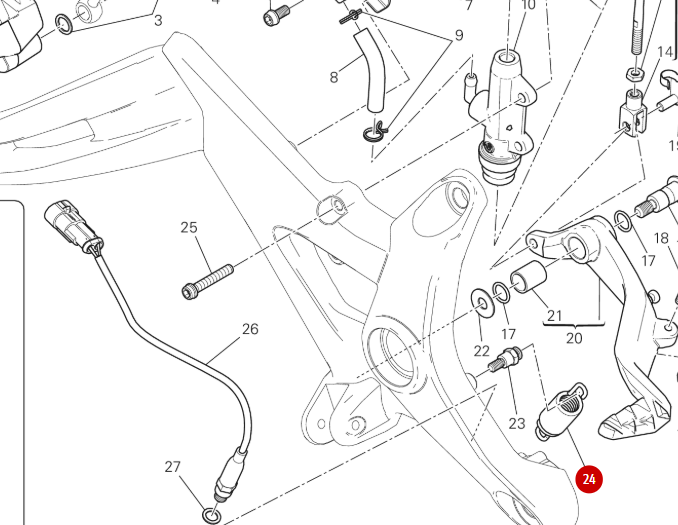 NEW Rear Brake Pedal Complete Spring - Ducati