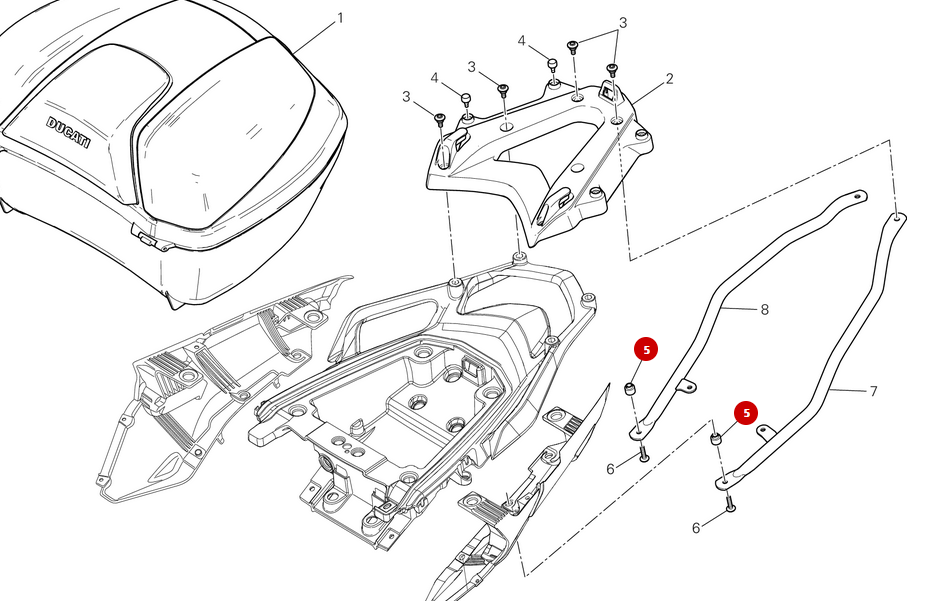 NEW Top Case Support Spacer - Ducati