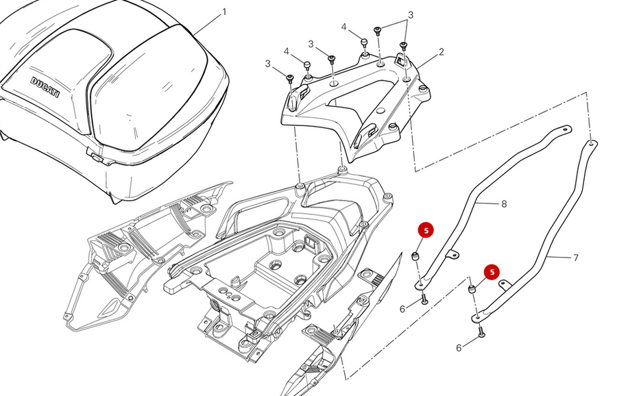 NEW Top Case Support Spacer - Ducati