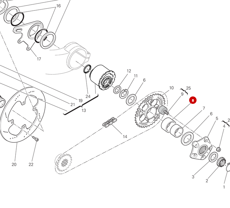 Rear wheel hub socket NEW - Ducati