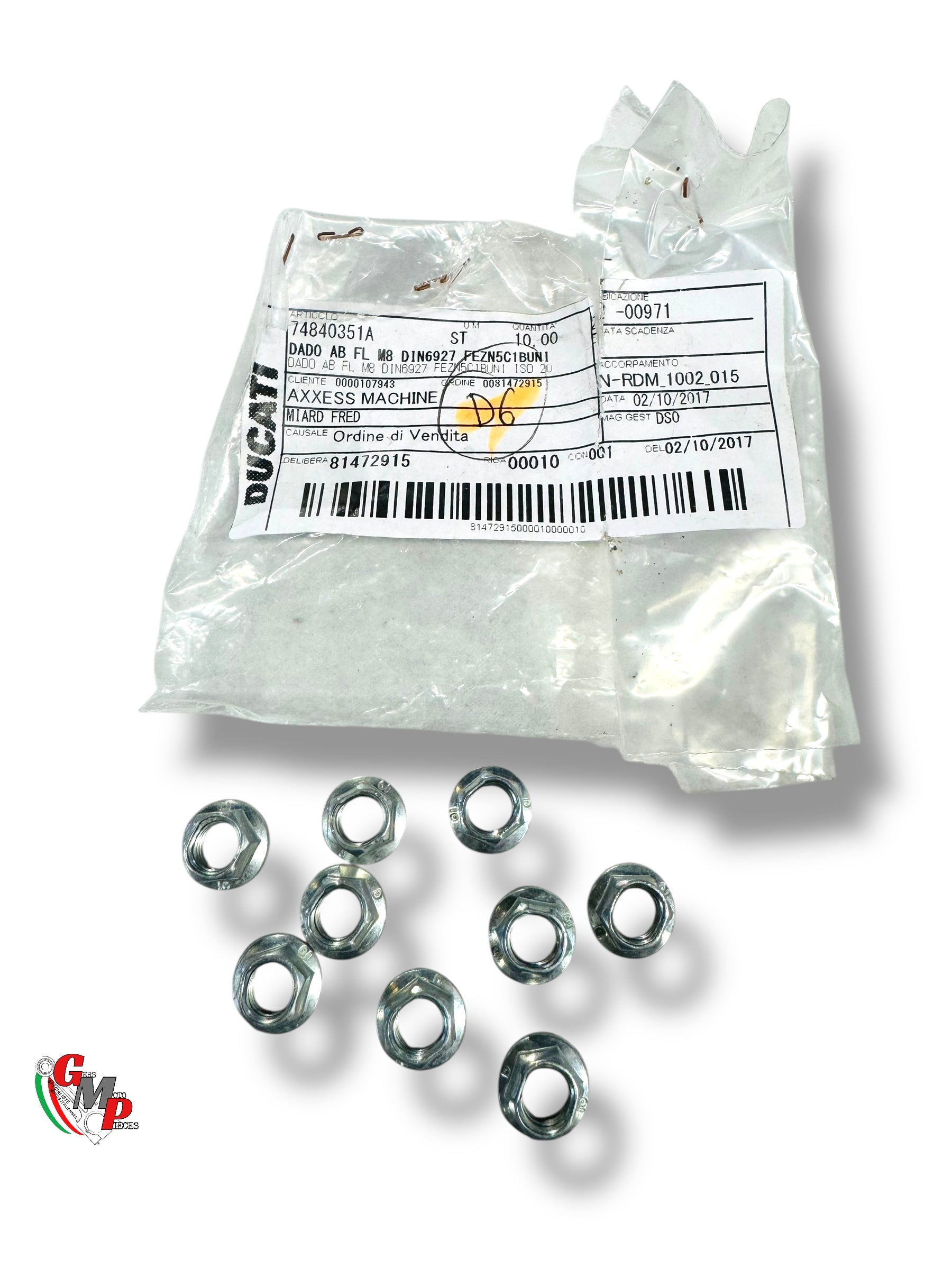 Ecrou M8 boucle arrière et mono bras - Ducati