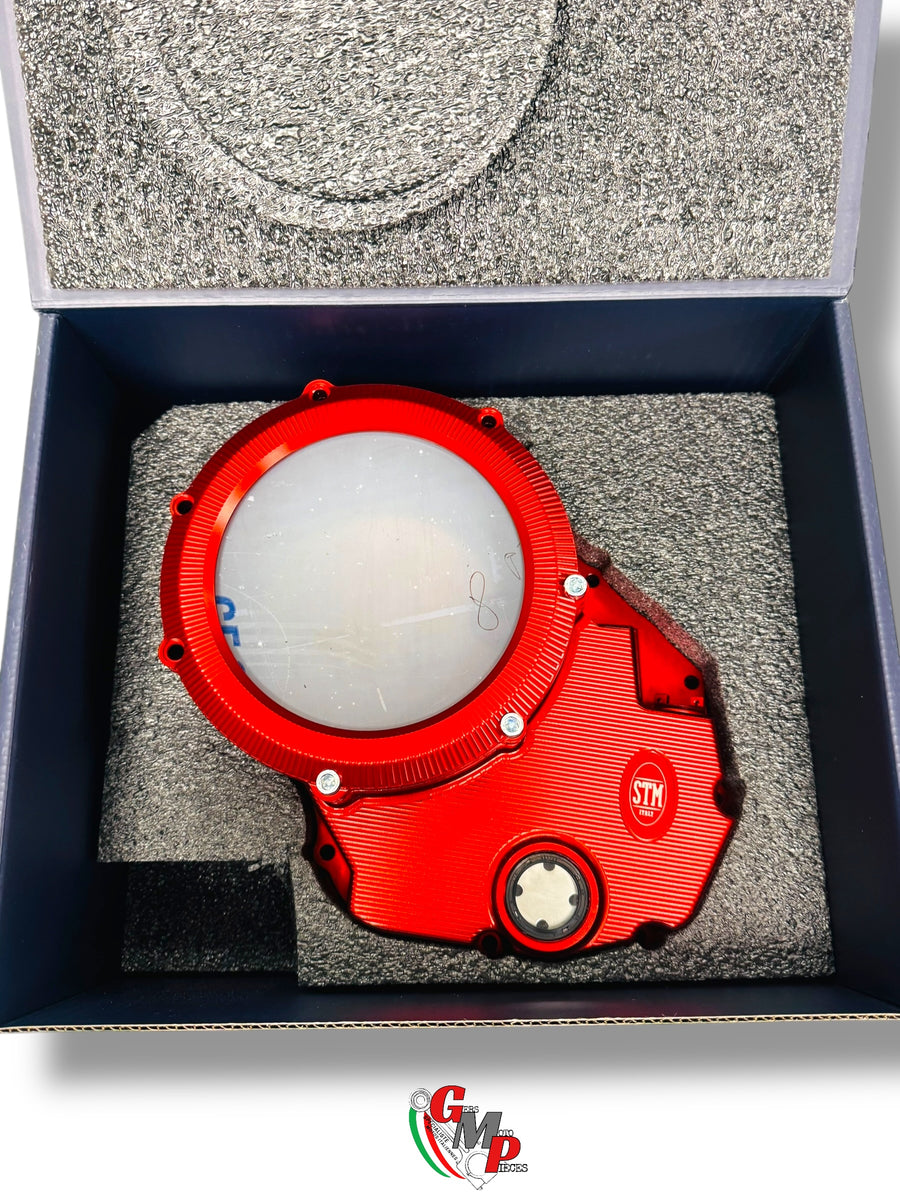 STM Transparent Red Billet Clutch Cover NEW - Ducati