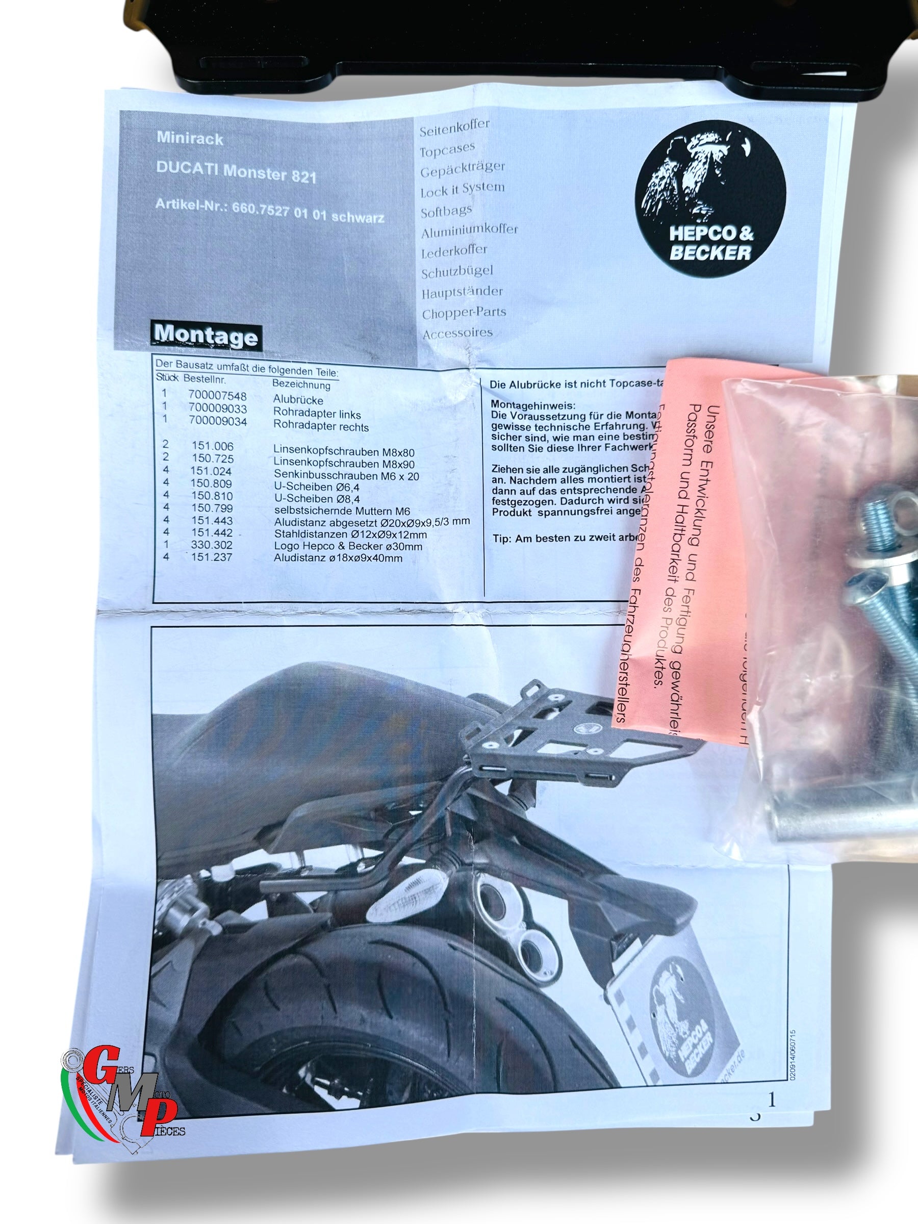 Porte paquet / support top case Hepco Becker NEUF - Ducati