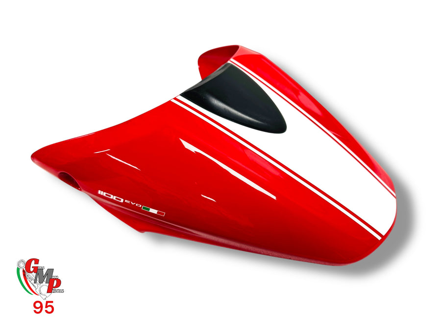 Red seat cowl with white stripe - Ducati