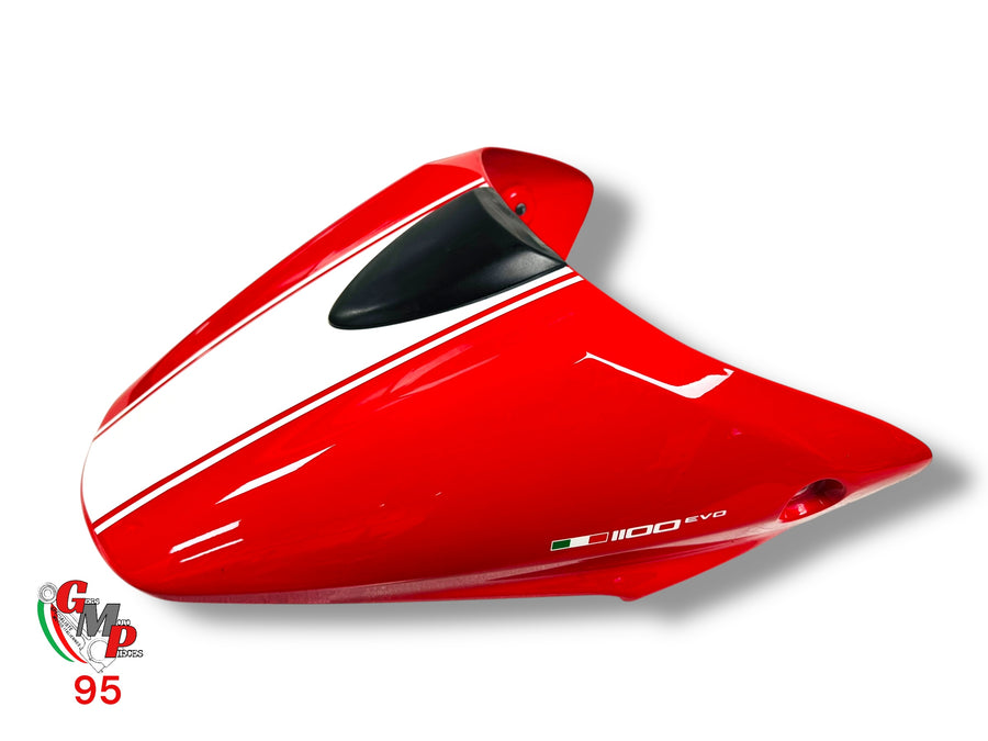 Red seat cowl with white stripe - Ducati