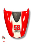 Red seat cowl with white stripe - Ducati