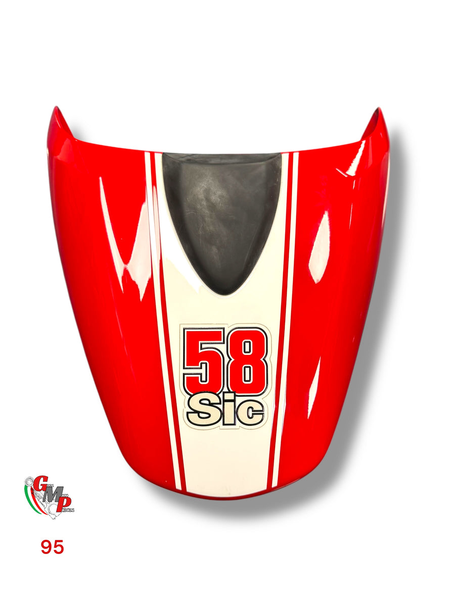 Red seat cowl with white stripe - Ducati
